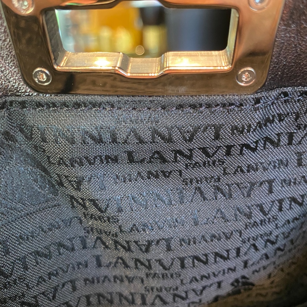 $1025 LANVIN PARIS Convertable Clutch Thick Buttery Leather Metallic Bag - Picture 10 of 16